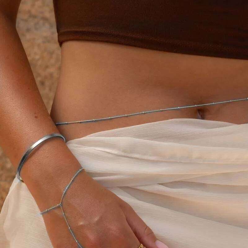 Sexy Gold Color Crystal Thin Waist for Women Fashion Metal Shiny Zircon Personality Belly Chain Beach Party Jewelry Gifts H260228