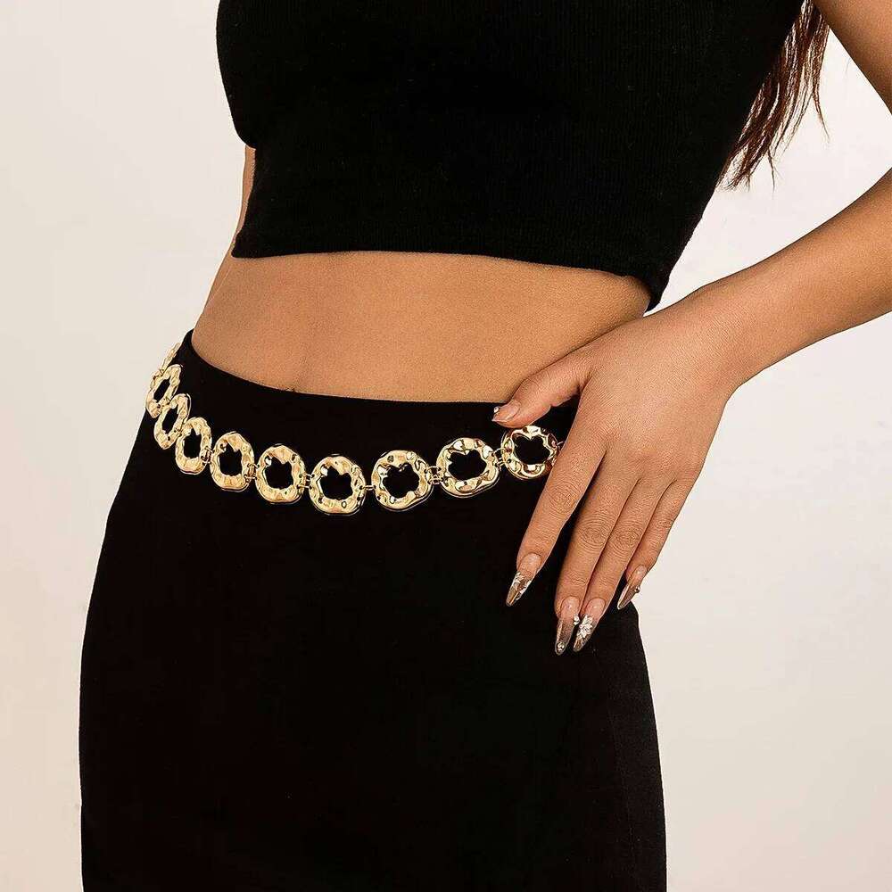Salircon Irregular Metal Circle Accessory Splicing Waist For Women Trend Classic Gold Color Body Chain Jewelry Gift H260228