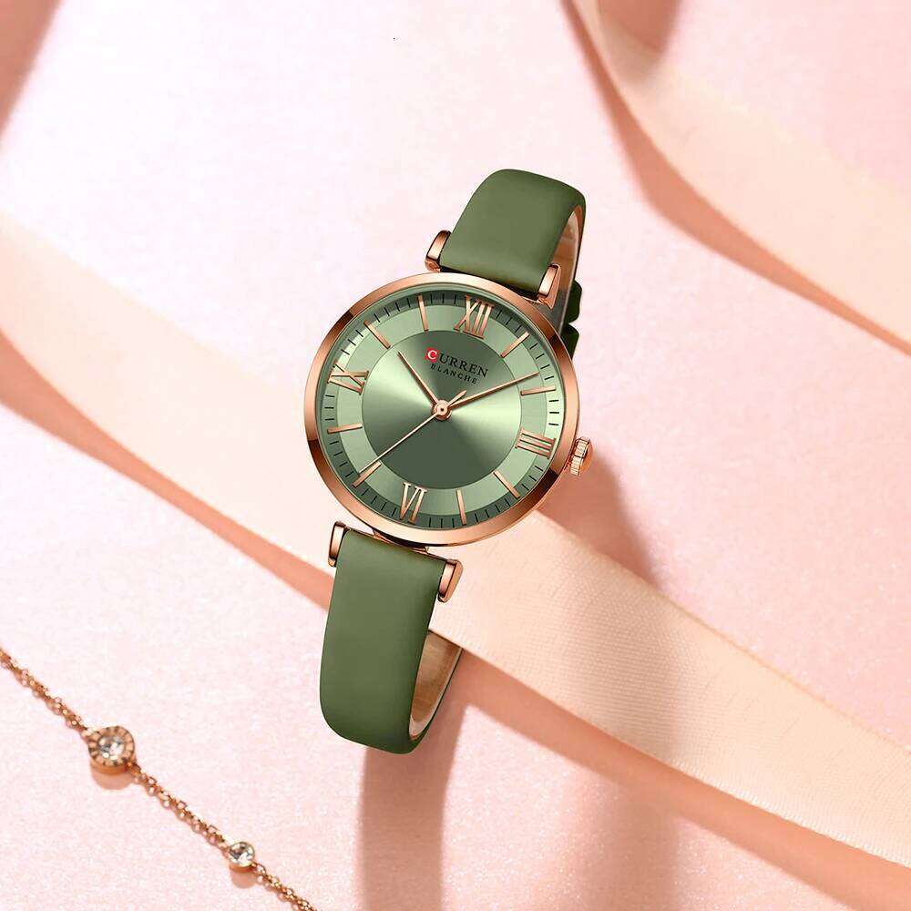 CURREN Women's Stylish Leather Strap Quartz Movement Casual Elegant Ladies Wrist Fashionable Design with Box H260228