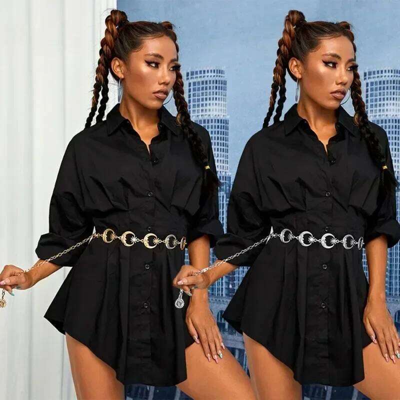 Moon Punk Metal Hip Hop Waist Vintage All-match Womans Dress Jeans Y2k Style Body Chain Belt for Women H260228