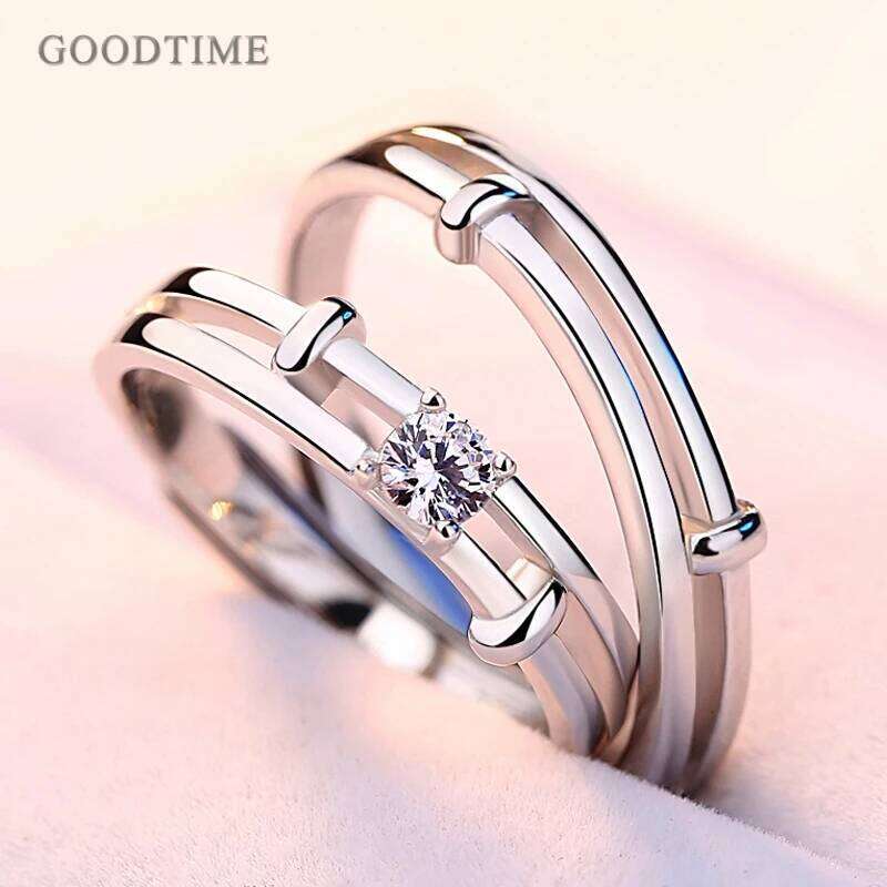 Fashion Real 925 Sterling Silver Wedding Bridal Adjustable and Couple Band Jewelry Finger Ring Valentine Gift H260228