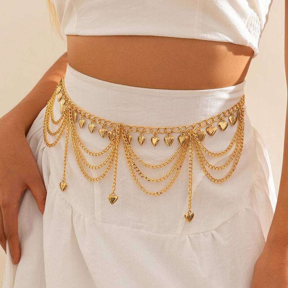 Ingemark Multilayer Butterfly Ball Heart Pendant Tassel Lingerie Chain Waist Belly Belt Women Summer Bikini Body Jewelry H260228