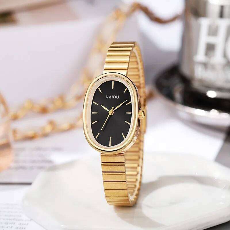 Fashion Ladies ins Wind Premium Sense Oval Steel Belt Versatile Quartz H260228