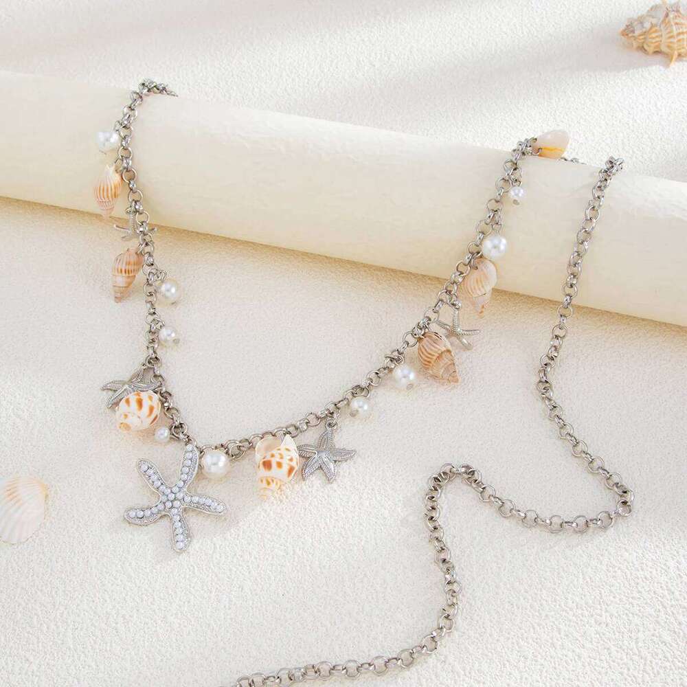 Ingemark Bohemian Starfish Conch Imitation Pearls Waist Chain Women 2025 Fashion Summer Beach Vacation Sexy Bikini Body Jewelry H260228
