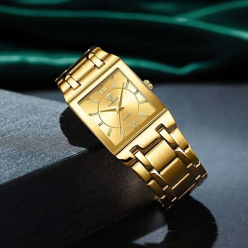 LIEBIG Luxury Wristes For Women Men Business Simple Design Black Gold Stainless Steel Waterproof Quartz Clock H260228