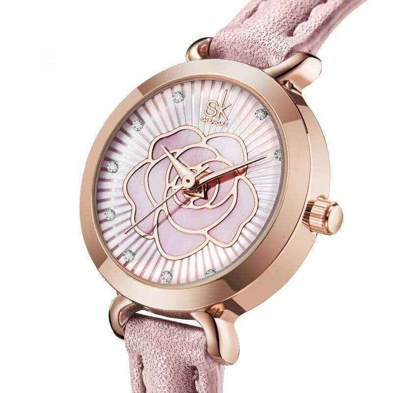 Women Brand New White Leather Montre Femme Elegant Colorful Flower Dial es Japan Movement Quartz H260228