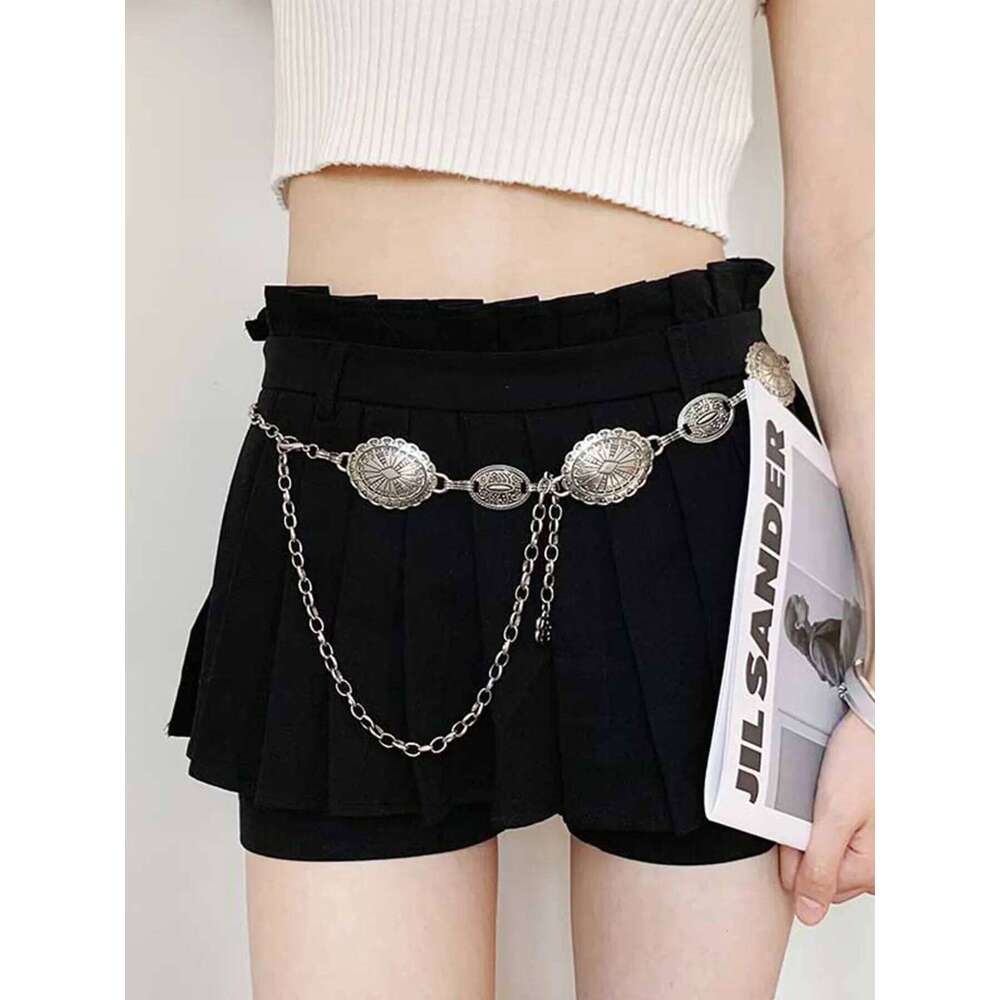 1pc women's retro Bohemian ethnic style high-end metal chain with skirt belt Vintage Oval Waist Chain Body Jewelry Gifts H260228