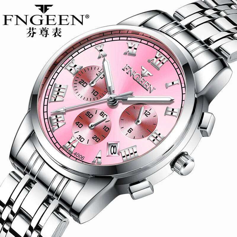 FNGEEN Quartz Women Elegant Stainless Steel Luminous Waterproof Date Wrist Ladies Dress Ms4006 H260228