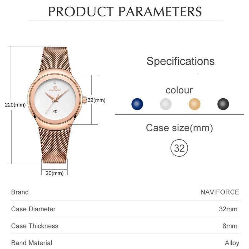 NAVIFORCE Women Fashion Dress Quartz es Lady Stainless Steel Waterproof Wrist Simple Girl Clock Relogio Feminino H260228