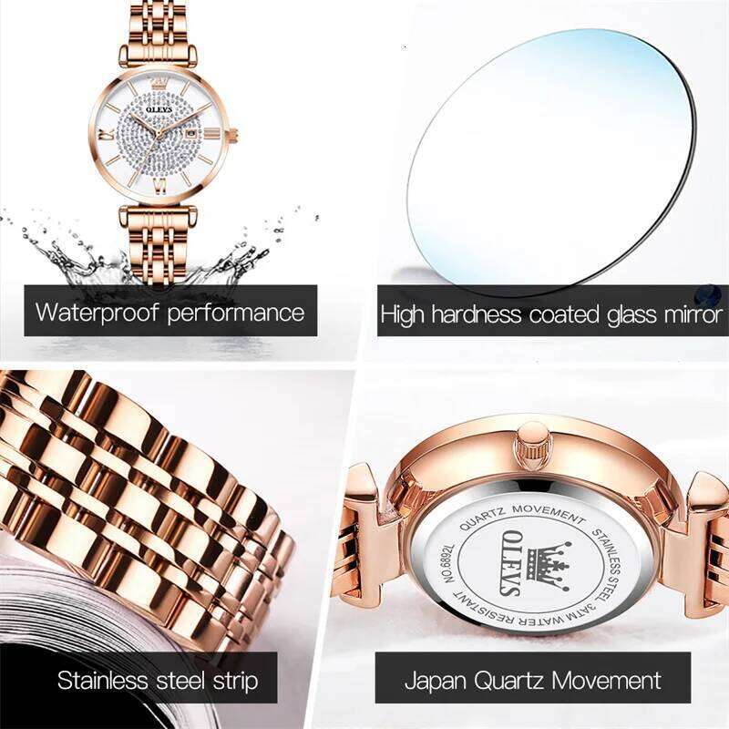 OLEVS Brand Quartz for Women Stainless Steel Waterproof Fashion Diamond Ladies es Relogio Feminino H260228