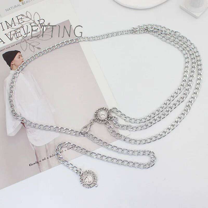 Hot Metal Women Long Tassel Multilayer Dress Chain Ins Style Adjustable Waist Belt For H260228