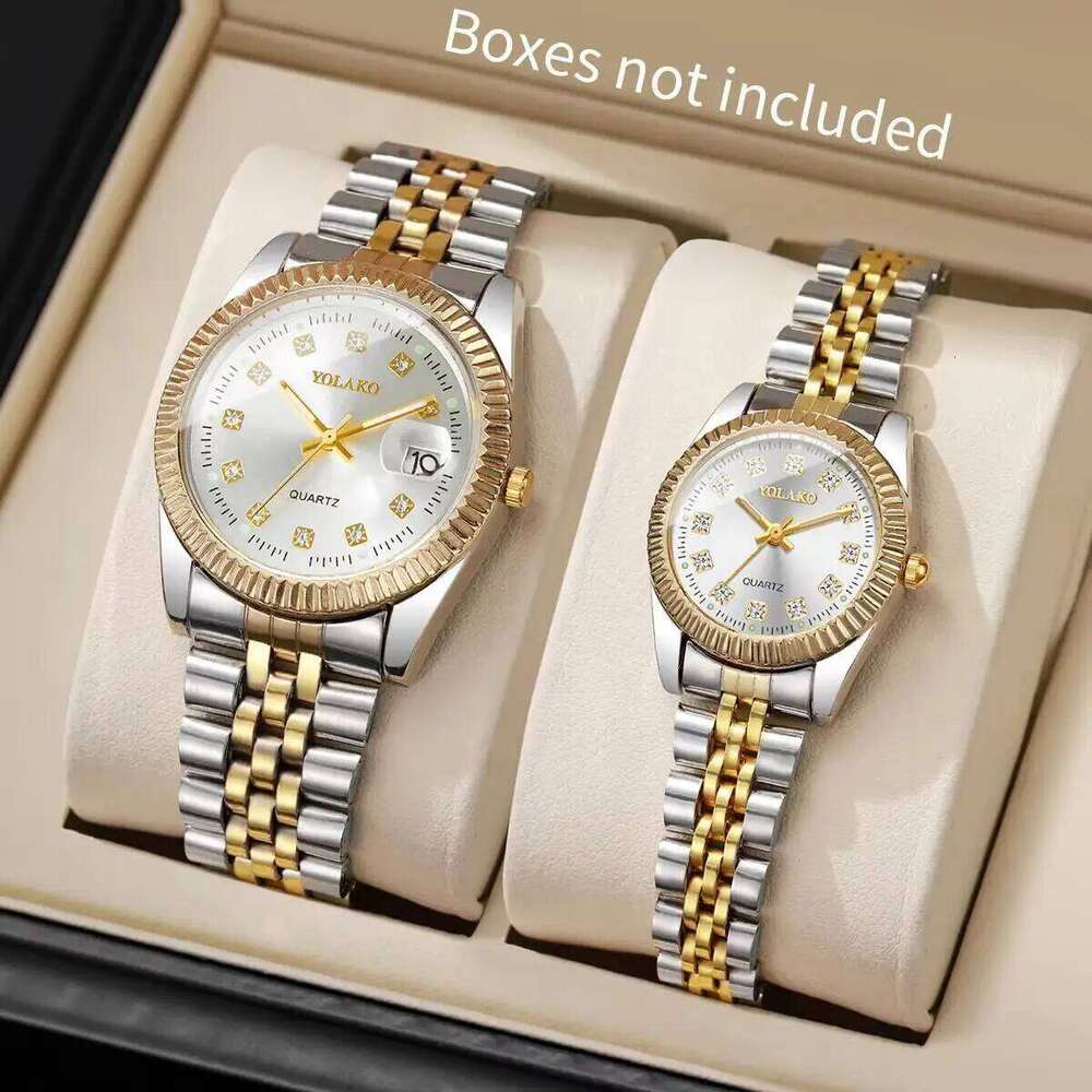 2PCS/Set Fashion Couple es Men Business Women Calendar Quartz Wrist Reloj Hombre MujerWithout Box H260228