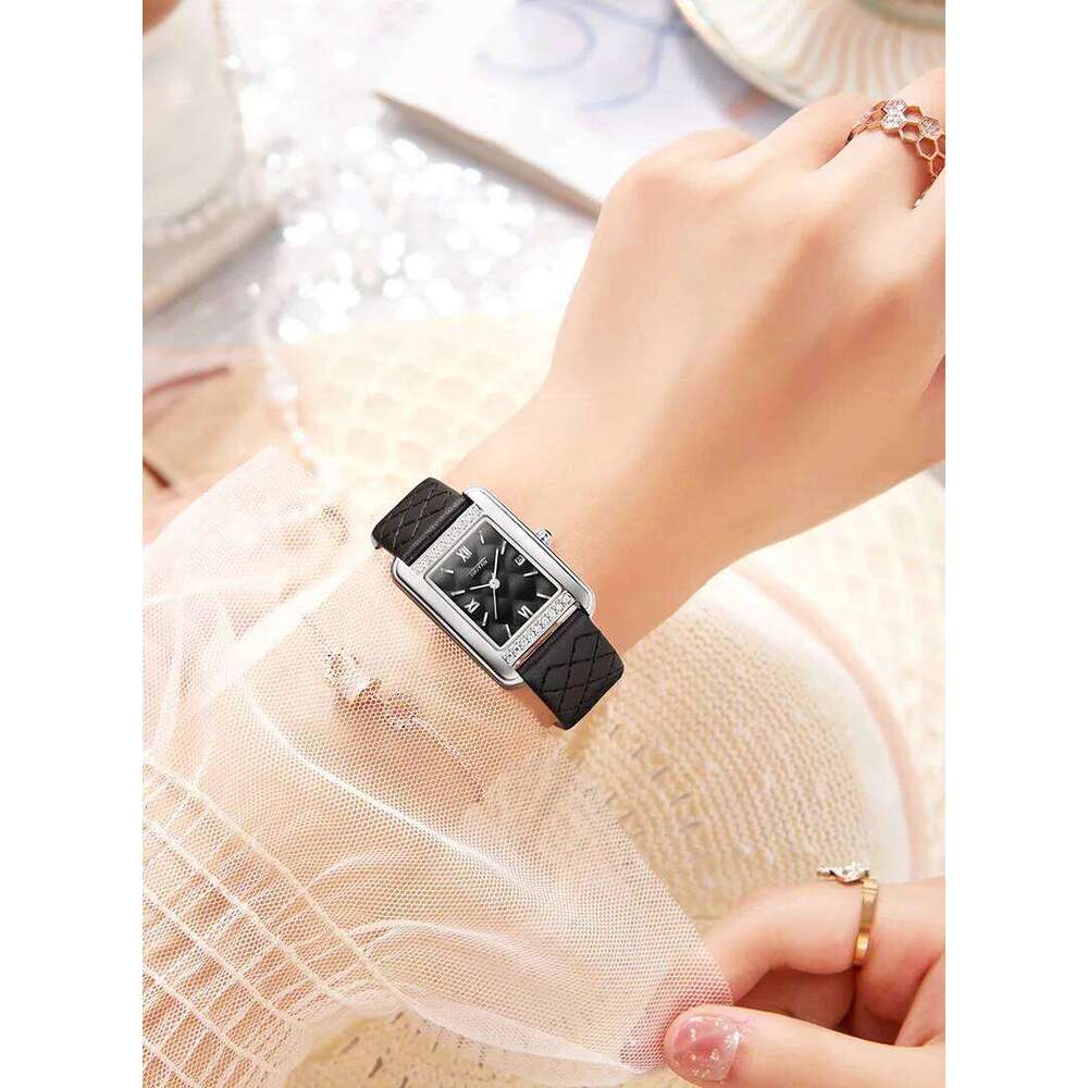 2025 Women Business Diamond Waterproof studded Large Dial Square Steel Strip Calendar Ladies Fashion Quartz Wristes H260228