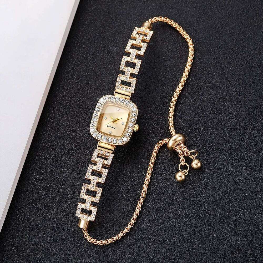 Rhinestone Strap Women es Elegant Square Quartz Wrist Reloj Mujer Girls Clock Gift Without Box H260228