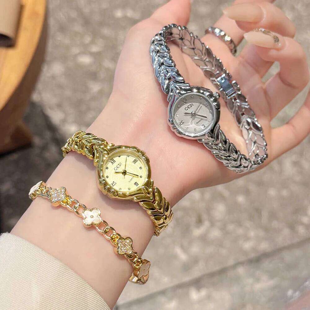 GEDI New Fashion for Women Small Dial Gold es Delicate Wheat Casual Elegant Quartz Wrist Ladies Gifts H260228