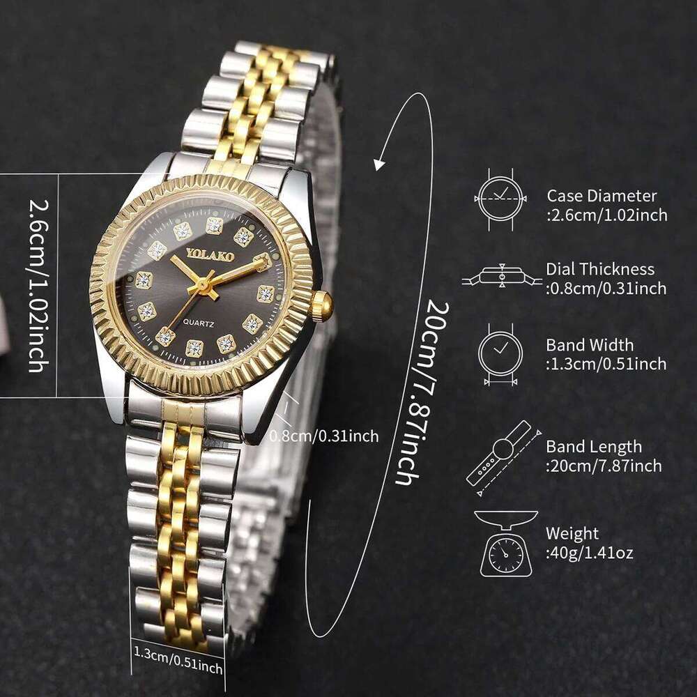 2PCS Rhinestone Women es Set Fashion Ladies Analog Quartz Wristes Reloj Mujer Girls Clock GiftNo Box H260228