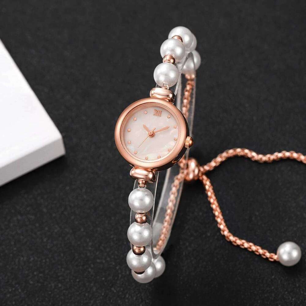 Fashion Small Roma Dial Women Quartz Elegant Pearls Strap Wrist For Ladies Reloj MujerWithout Box H260228