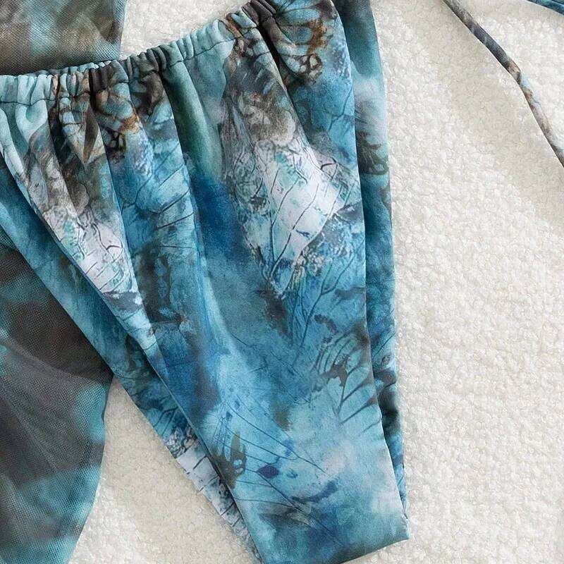 New Women's Retro Floral Print Apron Style Bikini Set 3 Piece High Waisted Tie Side Swimsuit Beach Vacation Swimsuit Biquine Z260301