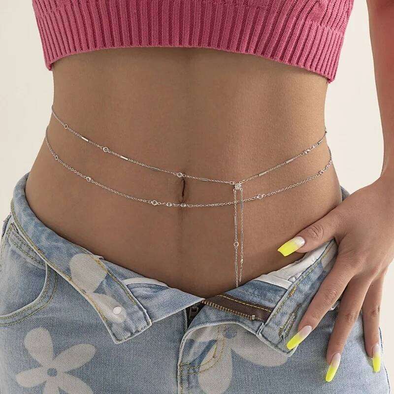Women's Fashion Double Versatile Trouser Body Imitation Crystal Adjustable Spice Girl Waist Chain H260228