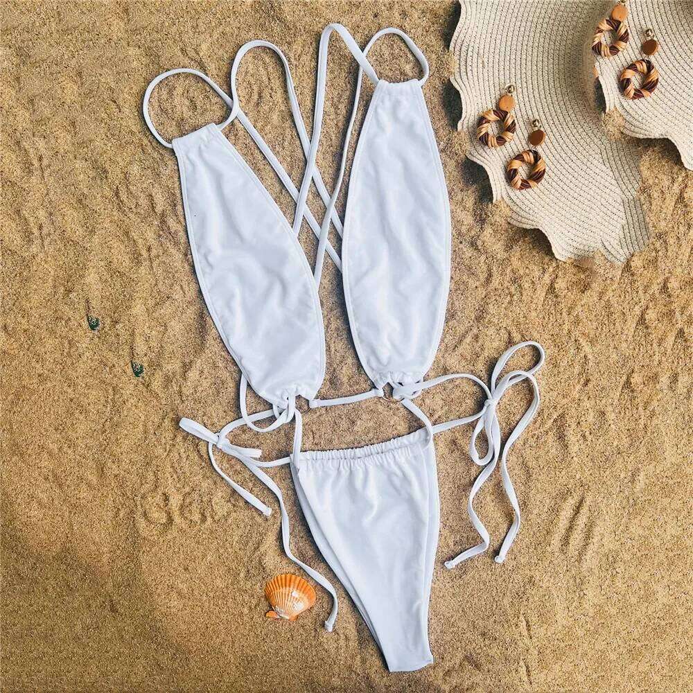 Sexy Black Backless String Lace-up Swimwear Woman 2026 One Piece Swimsuit Hollow Out Monokini Micro Thong Bathing Suit Bather Z260301