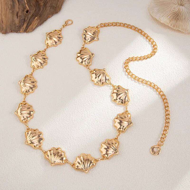 Womens Summer Retro Gold Color Shell Waist Chain Bohemian Sexy Bikini Belt Belly Chains Beach Party Body Jewelry Gifts H260228