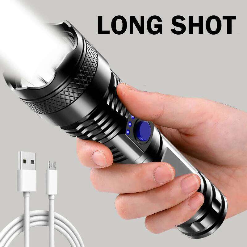 USB 300 Minute Chargeable Flashlight Strong Light 3 Modes Hand Lamp 18650 Battery Torch Waterproof Camping Hiking Night Patrol Z260301