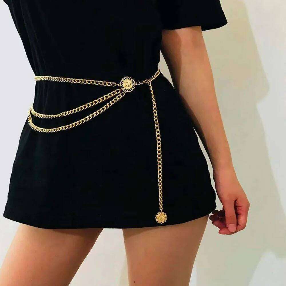 Trend 2026 Metal Women Vintage Style Exquisite High Waist Gold Color Plated Belt Female Body Chain Jewelry Gifts H260228