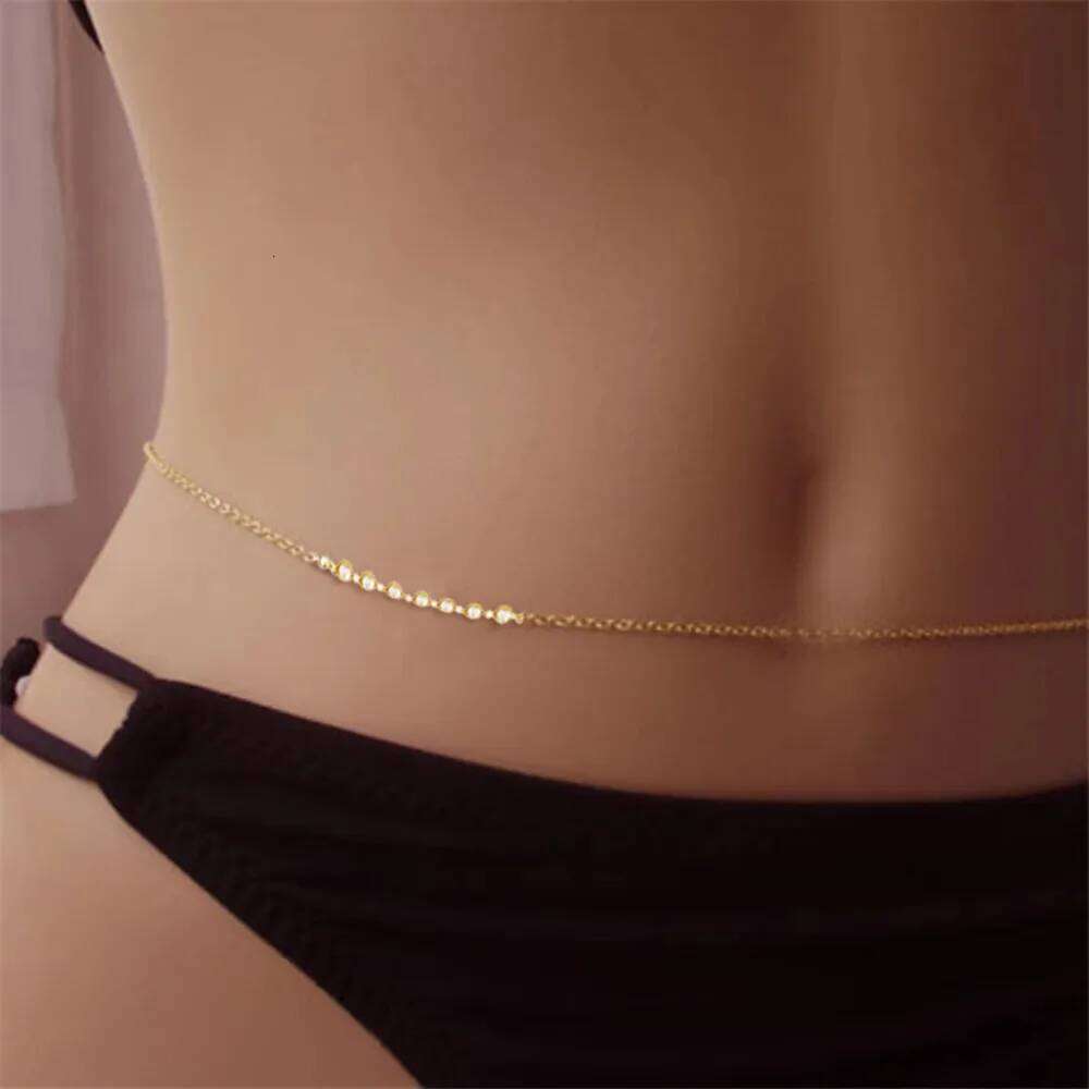 Stainless Steel Waist Rhinestone Crystal Belly Chain For Women Minimalist Beach Bikini Sexy Body Jewelry H260228