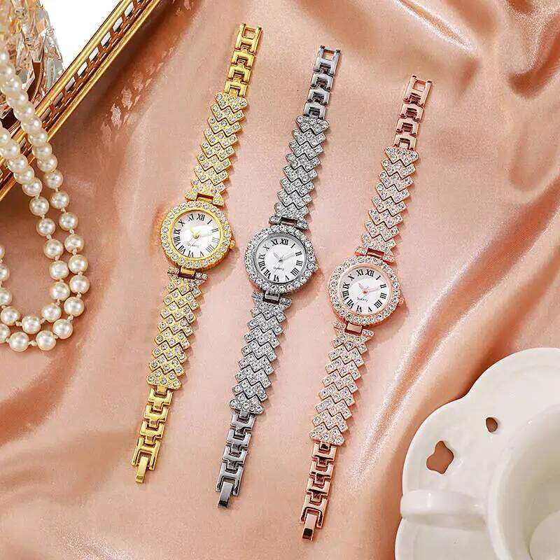3PCS/Set Fashion Roma Dial Quartz Rhinestone Strap Wrist es for Women ClockWithout Box H260228