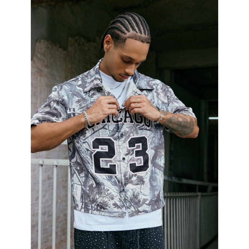 Luxury Brand Designer Clothes Temu Hot-Selling American Retro Short-Sleeve Zip-Up Shirt With 3D Letter Print, Unisex Style