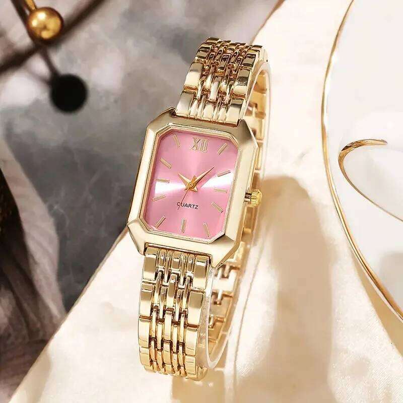 Cross border foreign trade new simple leisure fashion scale square alloy steel strip for women quartz H260228