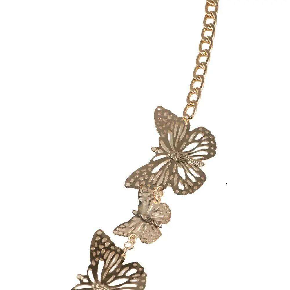 Chic Vintage Butterfly Waist Jewelry Gold Dress Belt Chains Waistband Y2K Tassel Body Chain Gift H260228
