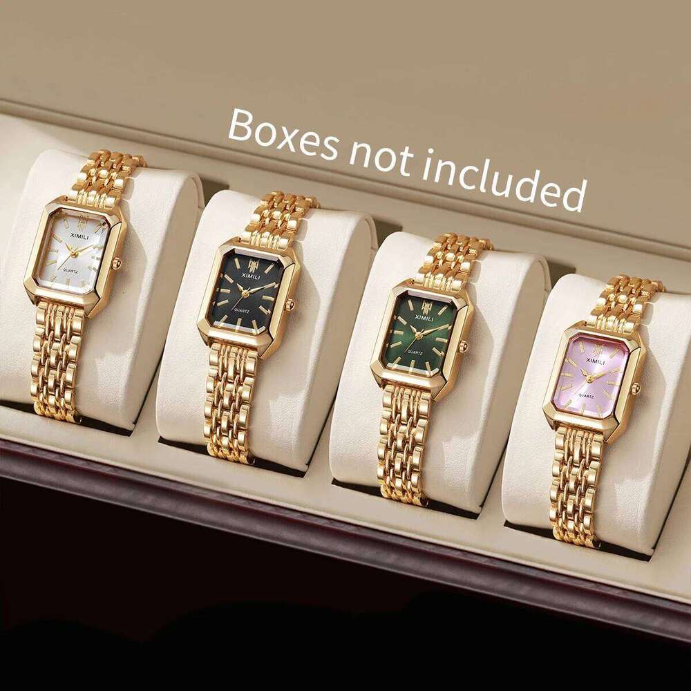 1/2/4PCS Elegant Rectangle Woman Quartz Luxury Stainless Steel Band Ladies Wristes Reloj MujerWithout Box H260228