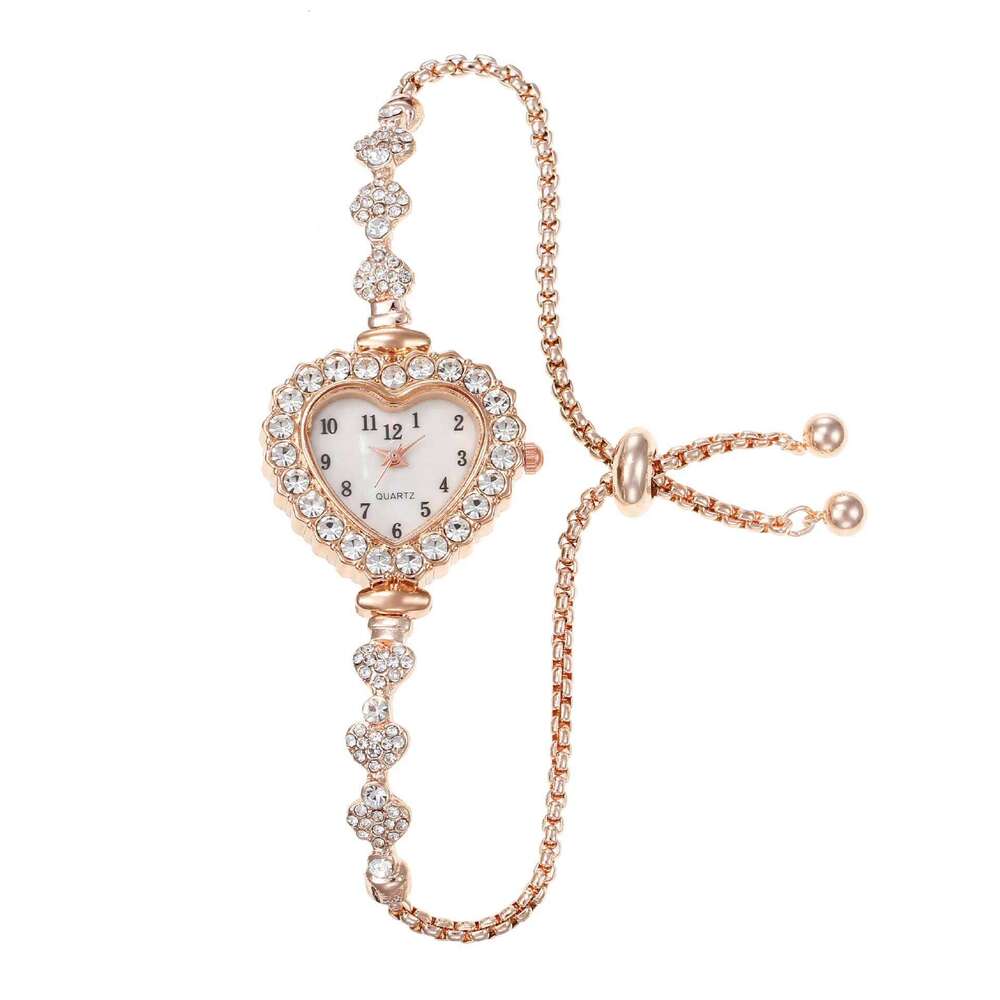 New Women's Heart shaped Diamond studded Steel Belt Fashion Versatile High Beauty Daily Matching Relogio H260228