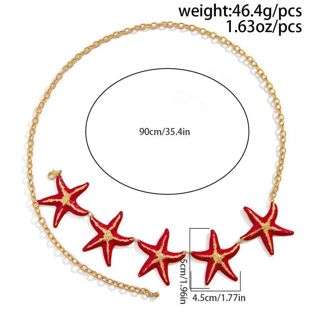 Sexy Summer Starfish Waist Chain Belt Swimsuits Body Accessories Beach Lingerie Metal Bikini Belly Chains Women Dress Jewelry H260228