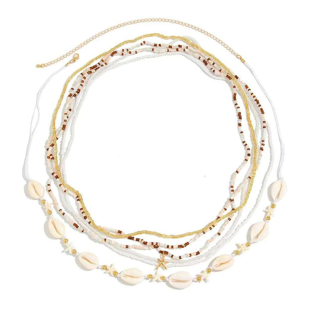 Ingemark 6Pcs/Set Boho Sexy Elastic Beads Waist Chain for Women Bikinis Summer Beach Ethnic Belly Belt Body Jewelry Gift H260228