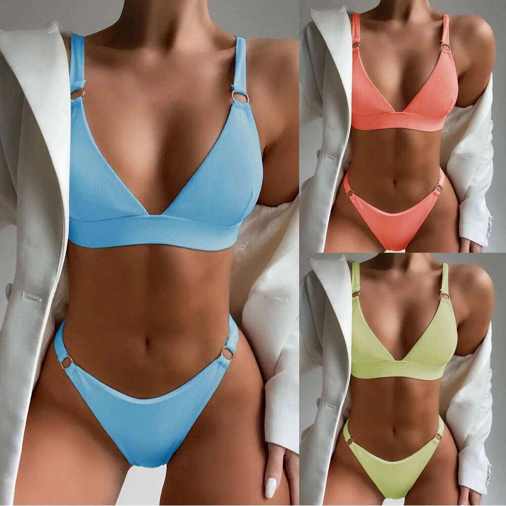 New Bikini Set for 2023 Summer Two Pieces Solid Color Has a Texture Women Swimsuit Beach Bathing Suit Swimwear Z260301