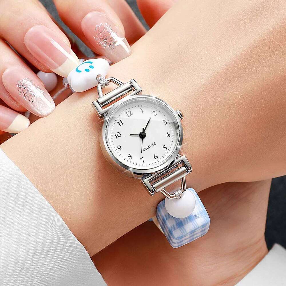 Fashion Beads Strap Women Wrist Simple Arabic Dial Ladies Quartz Reloj Mujer Girls Clock GiftWithout Box H260228