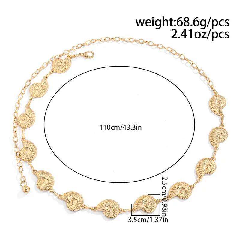Beach Vacation Conch Pendant Female Golden Sexy Spicy Girl Ins Style Metal Body Chain Waist Decoration H260228