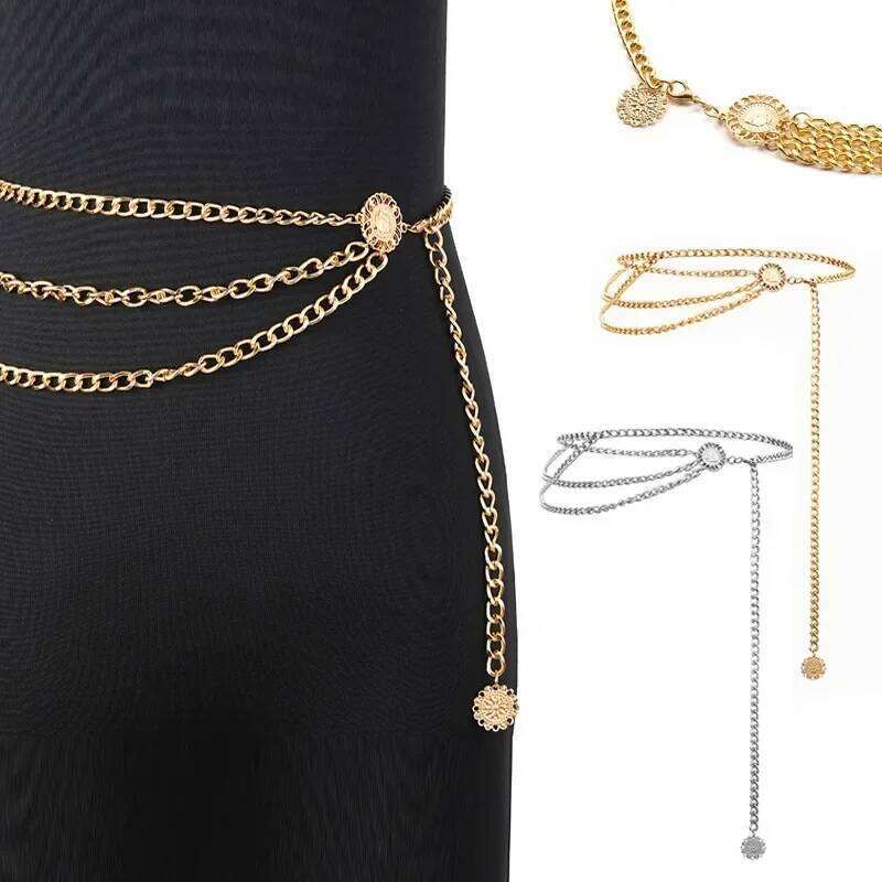 Retro Women Waistbands Multilayer Long Tassel for Dress Waist Belts Rhinestone Crystal Belly Chain H260228