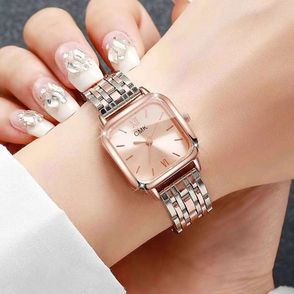 3PCS/Set Fashion Square Women Quartz Ladies Stainless Steel Strap Wristes Girls Clock Reloj MujerWithout Box H260228