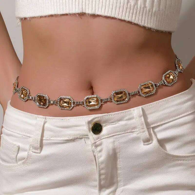 Vintage Metal Crystal Rhinestone Waist Belly Belt Chain For Women Fashion Summer Beach Bikini Body Jewelry New H260228