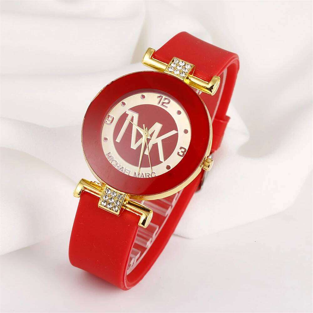 Fashion TVK Brand Women's Simple Luxury Rhinestone for Women Quartz Casual Silicone Strap Ladies Clock H260228