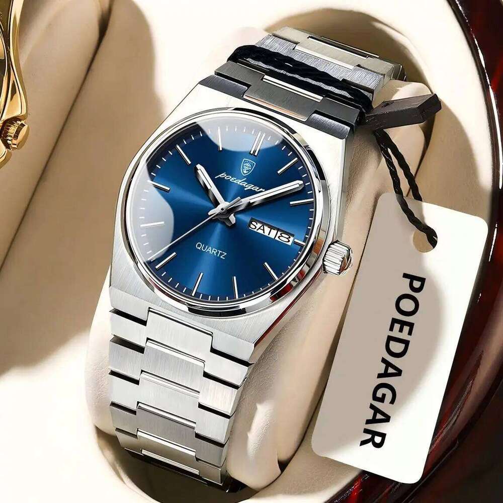 POEDAGAR Top Exquisite Woman Wrist Waterproof Luminous Quartz Casual Ladies Date Week Stainless Steel Women's es H260228