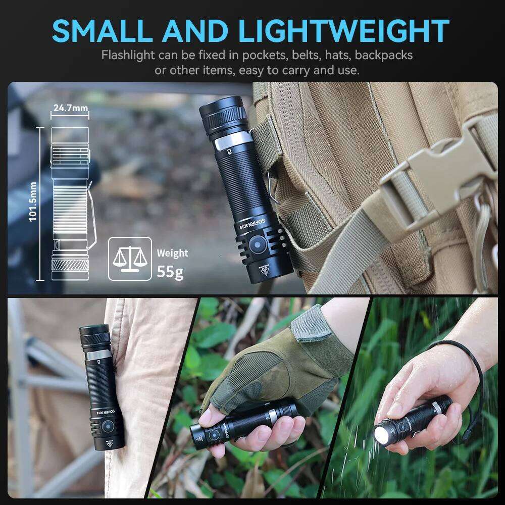 Sofirn SC18 1800lm EDC Flashlight USB C Rechargeable SST40 LED 18650 Torch TIR Optics Lens Lantern with Power indicator Z260301