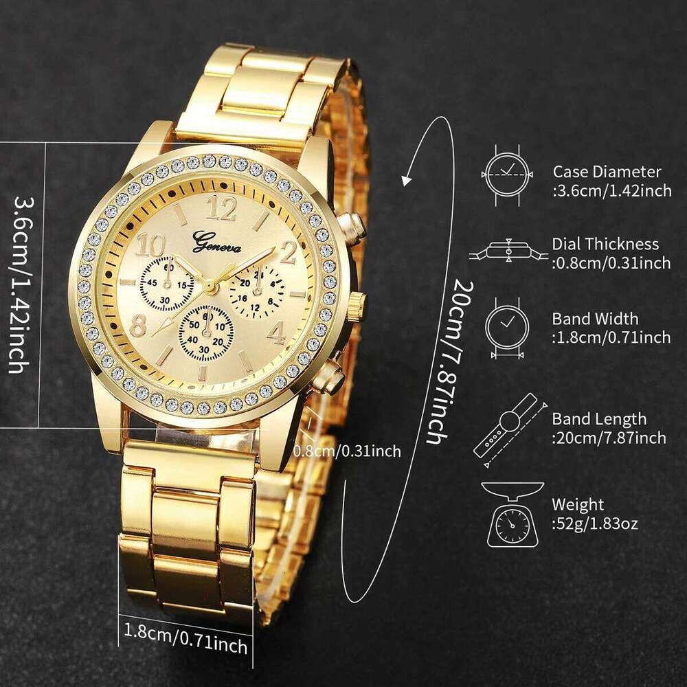 5PCS Diamond Women es Set Ladies Arabic Dial Quartz Wristes Reloj Mujer Without Box H260228