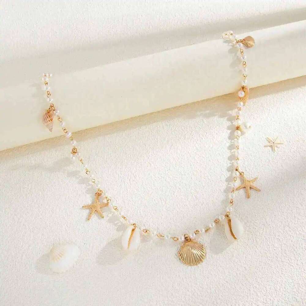 Ingemark Bohemian Imitation Pearl Starfish Conch Pendant Waist for Women Summer Beach Sexy Bikini Body Chain Charm Jewelry H260228