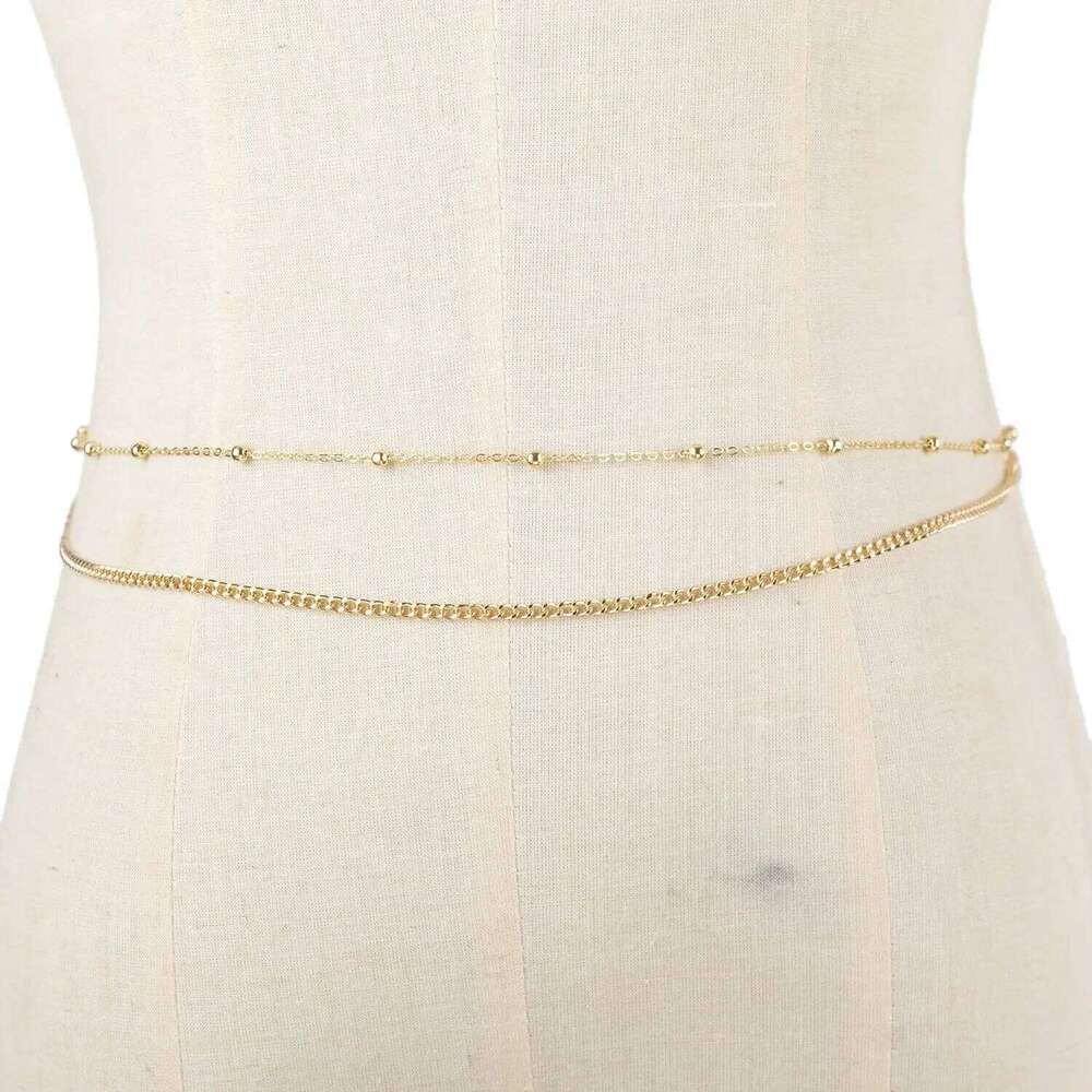 Fashion Sexy Round Bead Double Simple Metal Thick Body Chain Women's Belly Waist Decoration H260228
