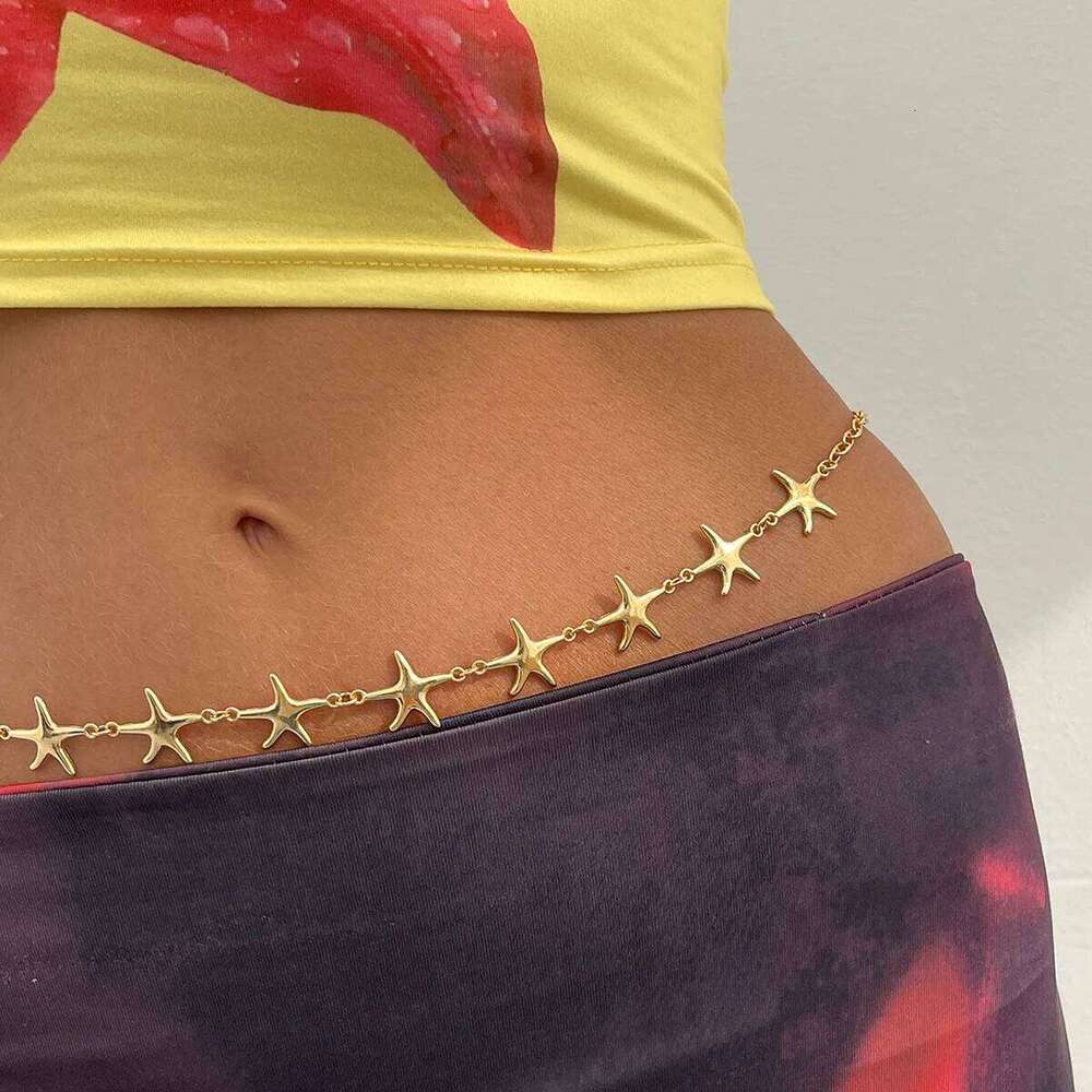 Sexy Gold Color Starfish Waist Personalized Ocean Vacation Wind Body Chain H260228