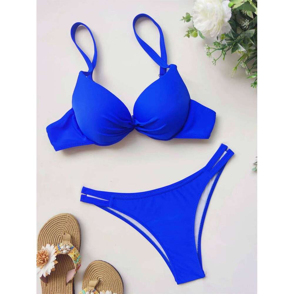 Sexy Push Up Bikinis Sets Two Pieces Solid Thong Swimsuit Swimwear Conjunto De Bikini Tankini Biquini Z260301